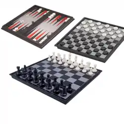 UBAIAスリーインワン磁気チェスチェッカーバックギャモン海外チェスとカードエンターテインメントボードゲームメディア