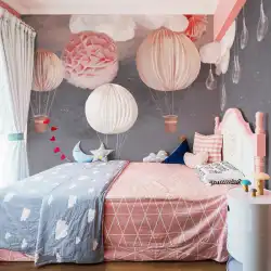 ネット赤イン熱気球壁紙子供部屋カスタム暖かい女の子プリンセスルーム寝室の壁紙背景壁布