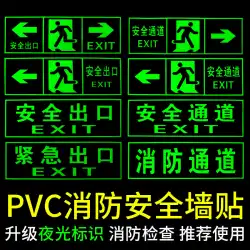 安全出口標識ステッカー火災避難チャンネルフロアペースト発光蛍光回廊警告標識PVCウォールステッカー