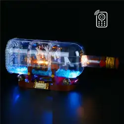 リモコン付きYBは、船の照明クリエイティブシリーズ92177ビルディングブロック組み立て照明のLEGO21313ボトルに適しています
