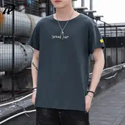 コットン半袖メンズTシャツTシャツ2022夏新流行ブランドメンズルーズラウンドネック無地洋服卸売