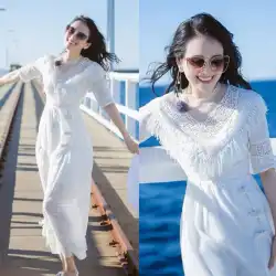 同じ白いドレスのチャン・ツィイースター女性の妖精ビーチスカート気質海辺の休日マキシスカートXW356