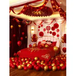 結婚式の装飾中国風の結婚式の部屋のレイアウトは、男性の寝室のシンプルな部屋の創造的な結婚式のプルフラワーロマンチックな新しい家に合います