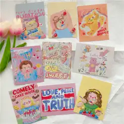 韓国ネット赤いポストカードINS風かわいい油絵クマ手アカウント装飾カード写真小道具ウォールステッカーグリーティングカード