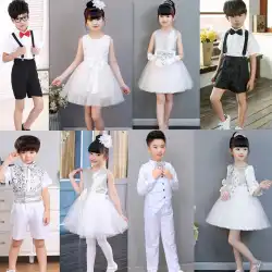 子供用コスチュームプリンセススカート女の子ピアノコスチューム幼稚園歌と踊りチュールスカート白いスカート