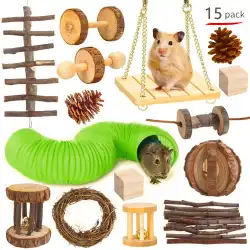 まとめ国境を越えたハムスターのおもちゃセットペットウサギモルモットオウム遊びモル木製用品の組み合わせ
