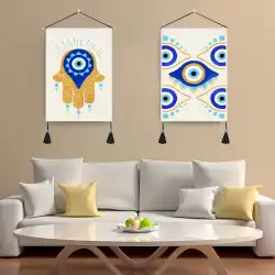 トルコの目セット現代アート精神的な保護ホームリビングルームソファ背景壁の装飾キャンバス絵画コア