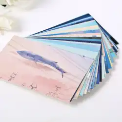 手描きの創造的な小さな新鮮なポストカードクジラ島青い海クジラ美的文学スタイルカード誕生日プレゼント学校の季節クリスマスグリーティングカード感謝祭カード