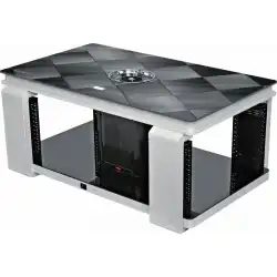 炉のガスと電気のデュアルユース暖房コーヒーテーブルロイヤルコード-ビジネスコーヒーテーブル（黒）モダンなブラシをかけられた正方形の電気暖房テーブル