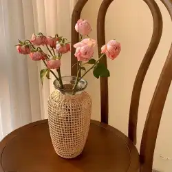 同じニッチな手織り草織りドライフラワー花瓶家の装飾装飾部屋ガラス花瓶と韓国のイン