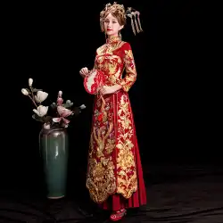 Xiuhe服花嫁2020新しいウェディングドレス古代の衣装のウェディングドレス中国のウェディングドレスFengguanXiapiウェディングドレスショー着物