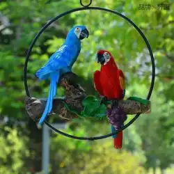 庭の森の装飾品屋外の中庭吊り下げ動物シミュレーションタイガースキンコンゴウインコ鳥樹脂空中装飾品クラフト
