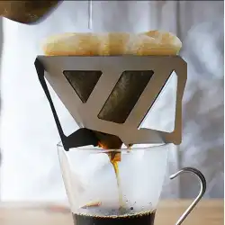 屋外の手作りコーヒーフィルターカップクリエイティブポータブルステンレススチールドリップラックコーヒーフィルターカップホルダー