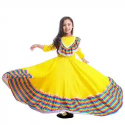 伝統的なメキシコの女の子の大きなスイングドレスフォークダンスの衣装死者の日パーティーパフォーマンスゲームの衣装