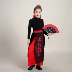子供の古典舞踊家エレガントな中国風ティーンエイジャーZhimangZhongxiaoダンスコスチュームカンフーファン元旦のパフォーマンスコスチューム
