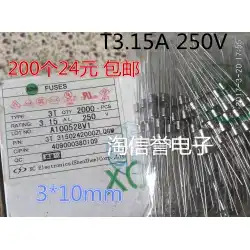 3.15A 250V 3 * 10mmガラスヒューズチューブ（ピン付き）T3.15A環境保護（200個）