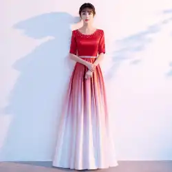 大合唱団パフォーマンスドレス女性ロングスカート赤い歌競技衣装赤いドレスパフォーマンス朗読コマンドイブニングドレス