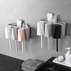 パンチフリー歯ブラシラックバスルームバスルーム壁掛け式サクションウォールタイプ歯磨き粉歯ブラシホルダーブラッシングマウスウォッシュカップセットh8
