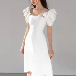 白いイブニングドレススカート2021新しいライトラグジュアリーニッチハイエンド通常着用可能な誕生日パーティー気質ドレス冬