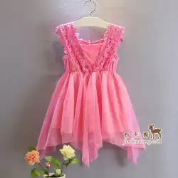 2020年夏の新しい子供服韓国版女の子レースサスペンダーオープンバックドレス子供用プリンセスガーゼスカート