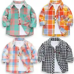 男の子と女の子の格子縞のシャツ春と秋の新しい長袖の男の子の赤ちゃんの綿の子供用シャツジャケット子供服のトレンド