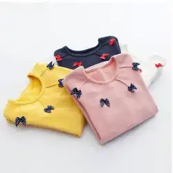 子供服の女の子の春と秋のボトミングシャツ子供のファッションラウンドネックトップスオールマッチ長袖Tシャツ大きな子供の綿の潮