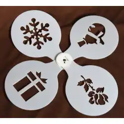 ケーキスプレーフラワーファンシーコーヒープルフラワーモールド印刷テンプレートセットクリスマスパターン4点セットマグカップ