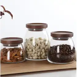 木製のふたが密封されたオリジナルの大容量ガラス瓶は、家庭用食品穀物貯蔵瓶透明な大貯蔵タンクを缶詰にすることができます