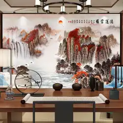 新しい中国の風景の壁紙テレビの背景壁の壁紙リビングルームのソファビデオ壁の布壁画家の装飾主な材料のカスタマイズ