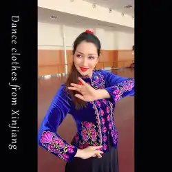 新疆ウイグル自治区のダンス服重工業刺繍トップススクエアダンス刺繍ベストウイグル公演刺繍ステージ服