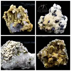 方解石黄鉄鉱結晶方鉛鉱閃亜鉛鉱黄銅鉱ドロマイト猫鉱山装飾品人気の科学教育標本