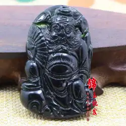 新しいダークグリーンの翡翠Zhongkuiペンダント細かく刻まれた蛇紋石の翡翠Zhongkuiメンズとレディースの翡翠ペンダントペンダントネックレス