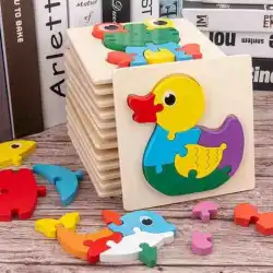 幼児1〜3歳3D三次元木製赤ちゃん幼児教育パズル開発男の子と女の子子供のパズル遊びx4