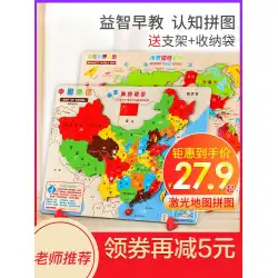 中国地図パズル子供の教育玩具知的発達3-4-6-8歳7人の女の子と男の子の脳の磁気の世界