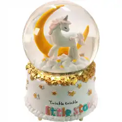 雪片が付いているクリスマス水晶玉オルゴールオルゴールは誕生日の女の子の贈り物スカイシティユニコーンを輝かせることができます