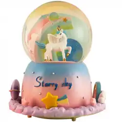 スノーフレークオルゴールの女の子の誕生日プレゼントの子供のおもちゃで回転ユニコーンクリスタルボールオルゴールの装飾品