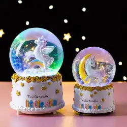女の子のための誕生日プレゼントスノーフレーク水晶玉透明ボール夢のオルゴールオルゴール装飾品自動雪