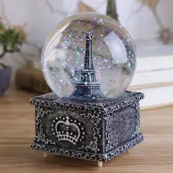 雪の結晶が点滅する光の水晶玉の装飾品オルゴールオルゴールで男の子と女の子のガールフレンドの子供のクリスマスの誕生日プレゼントを送る