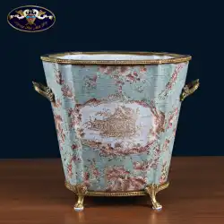 ヨーロッパスタイルの創造的なセラミック象眼細工の銅の貯蔵氷のバケツアメリカのレトロな家の付属品の居間の装飾花のバケツの装飾品