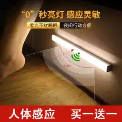 超薄型インテリジェント人体誘導ランプ自動家庭用超高輝度充電キャビネット寝室ワードローブ磁気吸引LEDナイトx2