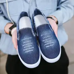 キャンバスシューズメンズペダルローファー2018年夏新作韓国版快適な怠惰な学生靴カジュアルシューズ