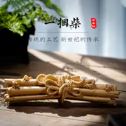木彫り工芸品小さな葉の箱木薪の束を彫る家の装飾中国の縁起の良い幸運な風水小さな装飾品