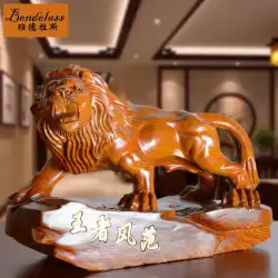 バンデラス木彫りライオン家の装飾机の装飾彫刻ログ工芸品風水装飾