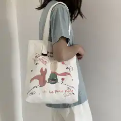 バッグ2021新しい流行の女性のキャンバスバッグ日本の韓国の女性のワンショルダーイン漫画大容量学生旅行キャンバスバッグ