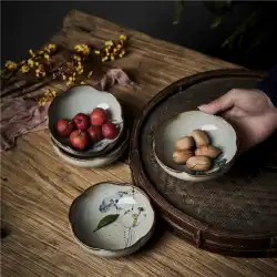 Jingdezhen手描き下釉塗装陶器泥レースソーサースナックナッツ小さなソーサー茶茶儀式ソーサースナックソーサー
