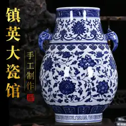 景徳鎮陶磁器手描きのアンティーク青と白の磁器明と清の古典的な花瓶の家のリビングルーム中国の装飾装飾品