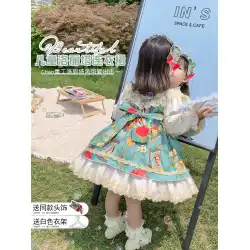 韓国の女の子ロリータロリータドレス子供の秋のドレススカート女の子オイルペインティングドレスリトルプリンセスドレス
