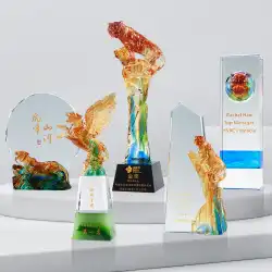 タイガーの年新しいガラストロフィーカスタムエンタープライズチーム年次総会優秀な従業員名誉賞クリスタルトロフィーカスタム