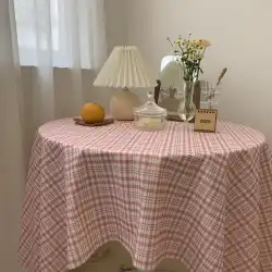同じピンクの格子縞のテーブルクロスのピクニック布の女の子の心の文学的なコーヒーテーブルクロスの写真の背景の布の装飾と韓国風のイン