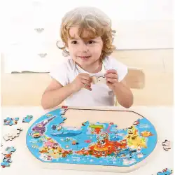 アメリカのTOI世界地図ジグソーパズル子供の教育学生早期教育3-6歳の赤ちゃん木製パズルおもちゃ